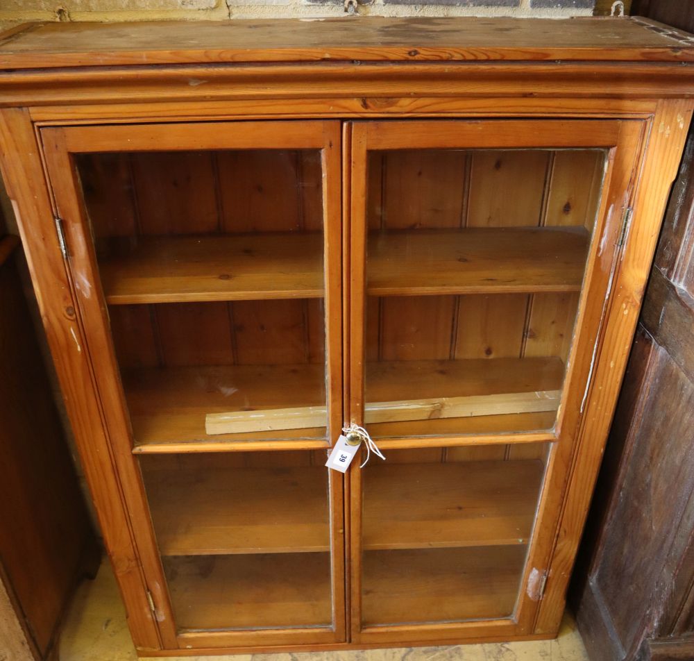 A Victorian pine wall cabinet, W.93cm, D.30cm, H.113cm